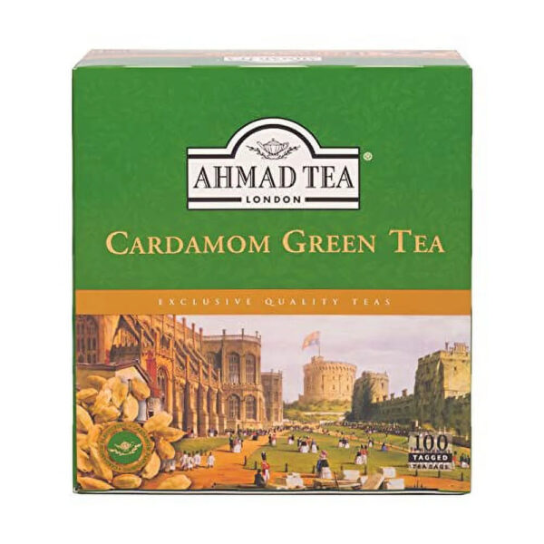 Ahmad Tea CARDAMOM GREEN TEA 100 Tea Bags X12